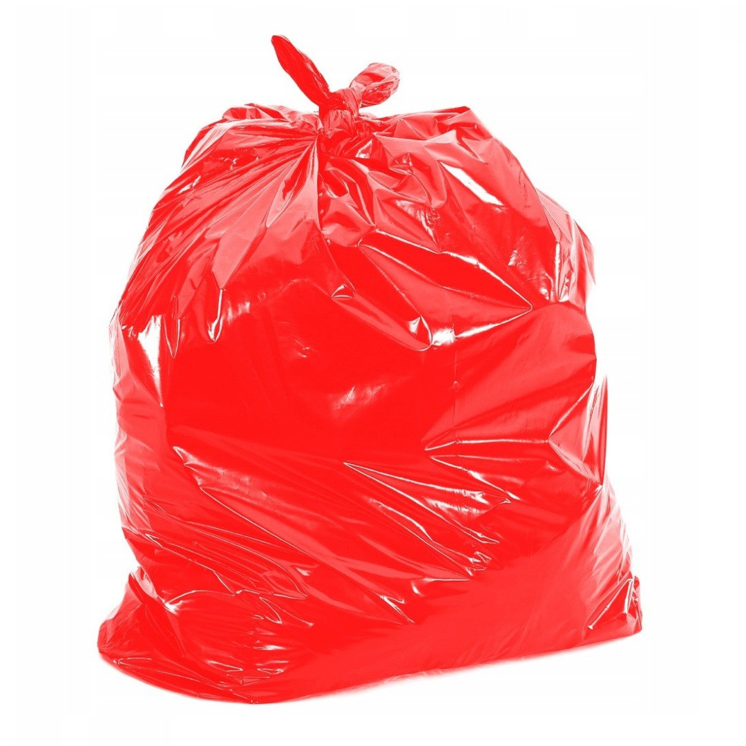 Мешки для мусора ПВД 70x110 см, 60 мкм, 120 л, красные (в пластах)