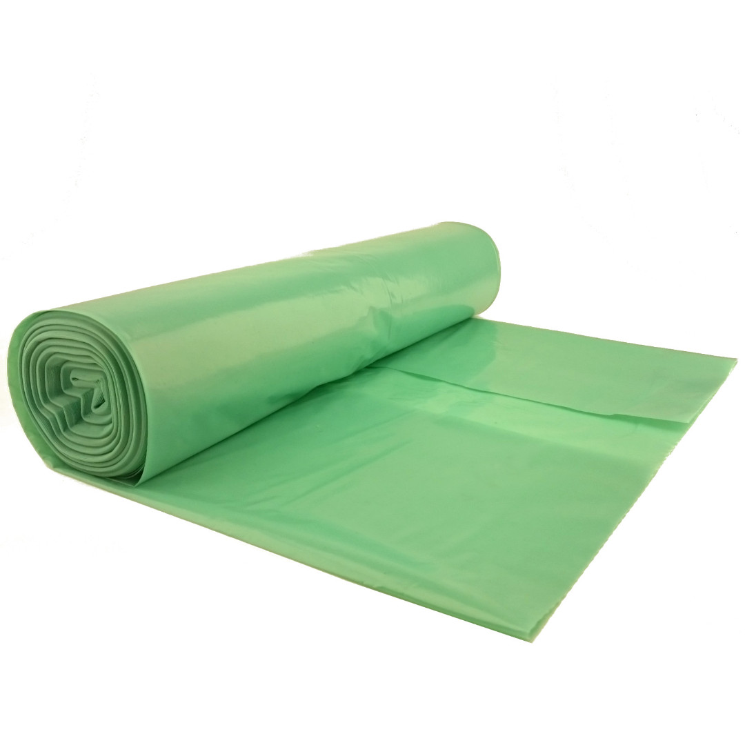 Мусорные мешки ПВД 90x110 см, 60 мкм, 160 л, зеленые (в пластах)