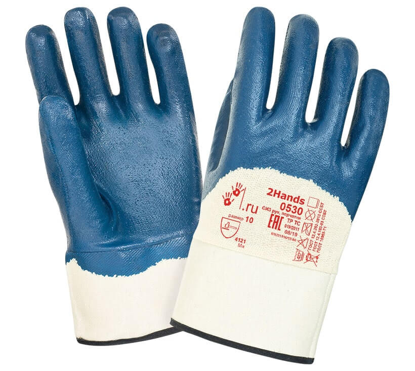 Перчатки нитриловые с тяжелым покрытием 2Hands 0530