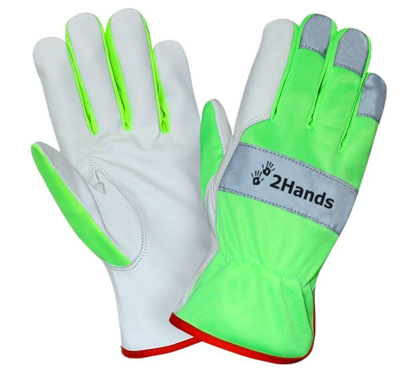 Кожаные перчатки повышенной видимости (HiViz) 2Hands 0129