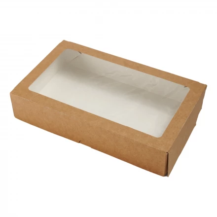 Коробка для еды с прозрачным окном 260x160x55 бурая