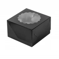 Коробка на 4 капкейка с окном 160x160x100 черный