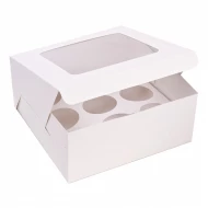 Коробка на 9 капкейков с окном 235x235x100 белая