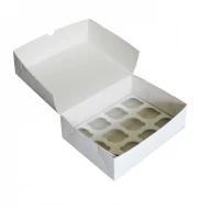 Коробка на 12 капкейков с окном 320x235x100 белая