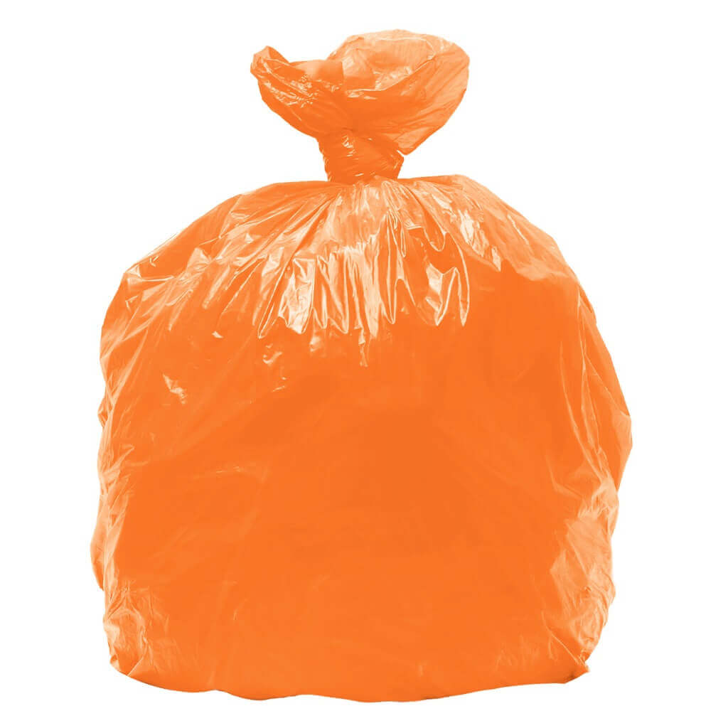 Мешки мусорные ПВД 70*110, 60 мкм, 120 л, оранжевые (в пластах)